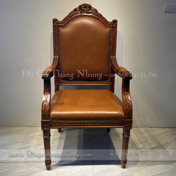 Ghế Putin bọc da thật kích thước sản phẩm rộng 63cm, sâu 60 cm, cao 128 cm, chiều cao từ mặt đất đến mặt ghế là 48cm phù hợp với bàn làm việc cao từ 77cm đến 81cm