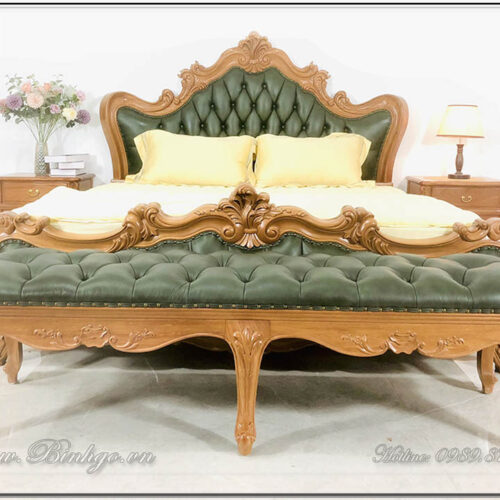 Mẫu giường tân cổ điển gỗ gõ đỏ đẹp