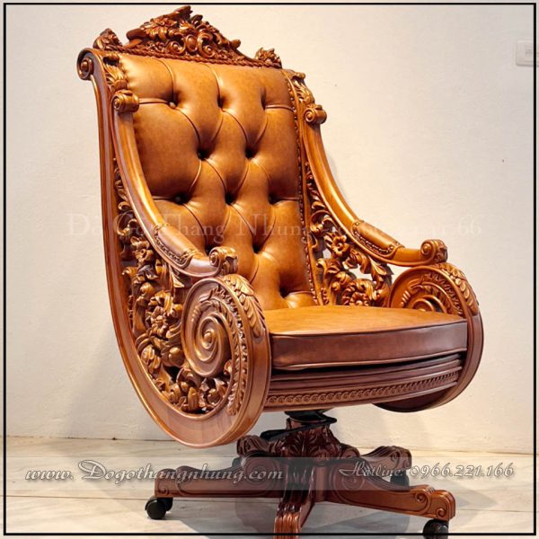 Ghế chân xoay gỗ tự nhiên được làm bằng chất liệu gỗ gõ đỏ