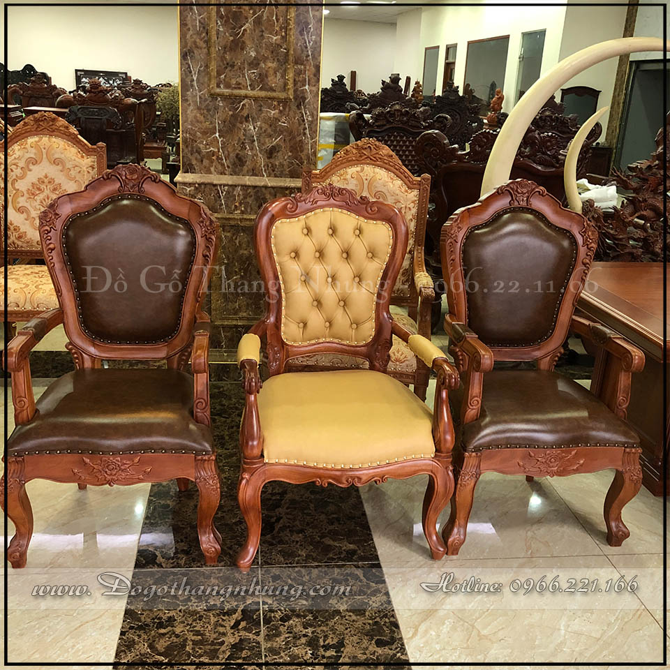 Ghế làm việc giám đốc nữ gỗ tự nhiên được thiết kế theo phong cách tân cổ điển, nhẹ nhàng và sang trọng
