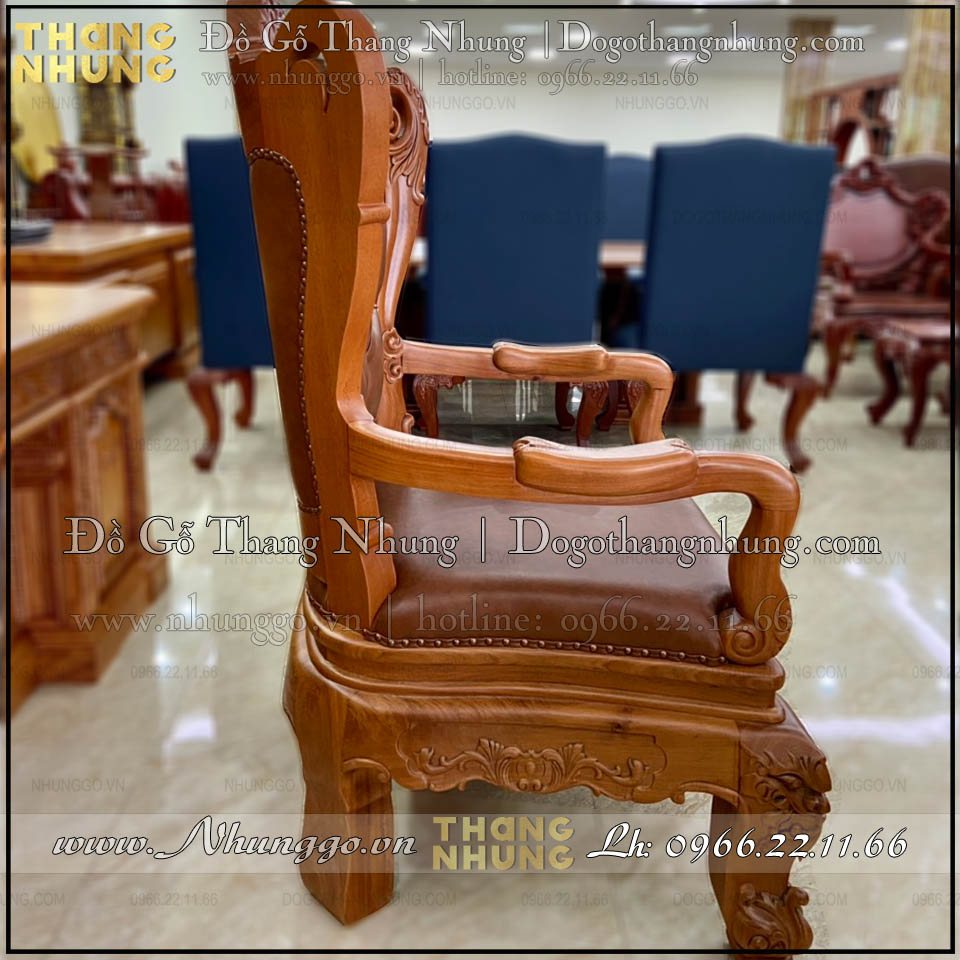 Cơ sở làm ghế lãnh đạo gỗ tự nhiên được thiết kế theo phong cách tân cổ điểm sang trọng, đẳng cấp