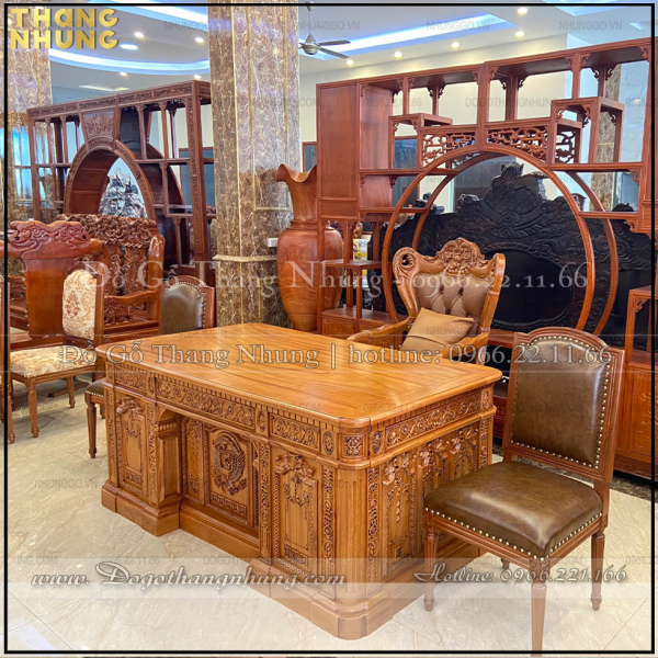 Xưởng sản xuất bàn làm việc mẫu Obama gỗ gõ đỏ được thiết kế theo nguyên mẫu gốc của bàn làm việc tổng thống Mỹ