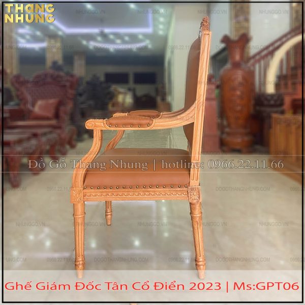 ghế lãnh đạo đẹp gỗ tự nhiên có kích thước Rộng 63 X Sâu 60x Cao 128cm phù hợp với bàn cao từ 77cm đến 81cm