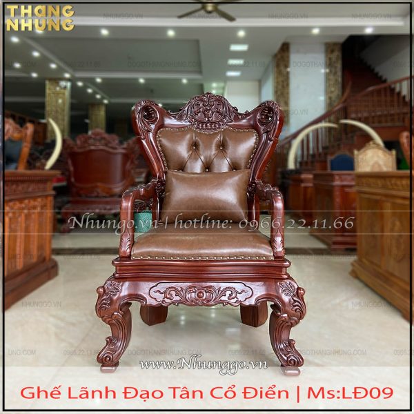 ghế lãnh đạo bằng gỗ gõ đỏ mẫu hiện đại được làm theo phong cách tân cổ điển