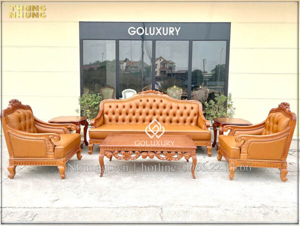 Sofa tân cổ điển gỗ tự nhiên phòng khách - đem đến cho gia chủ không gian nội thất với thiết kế ấn tượng, đẳng cấp