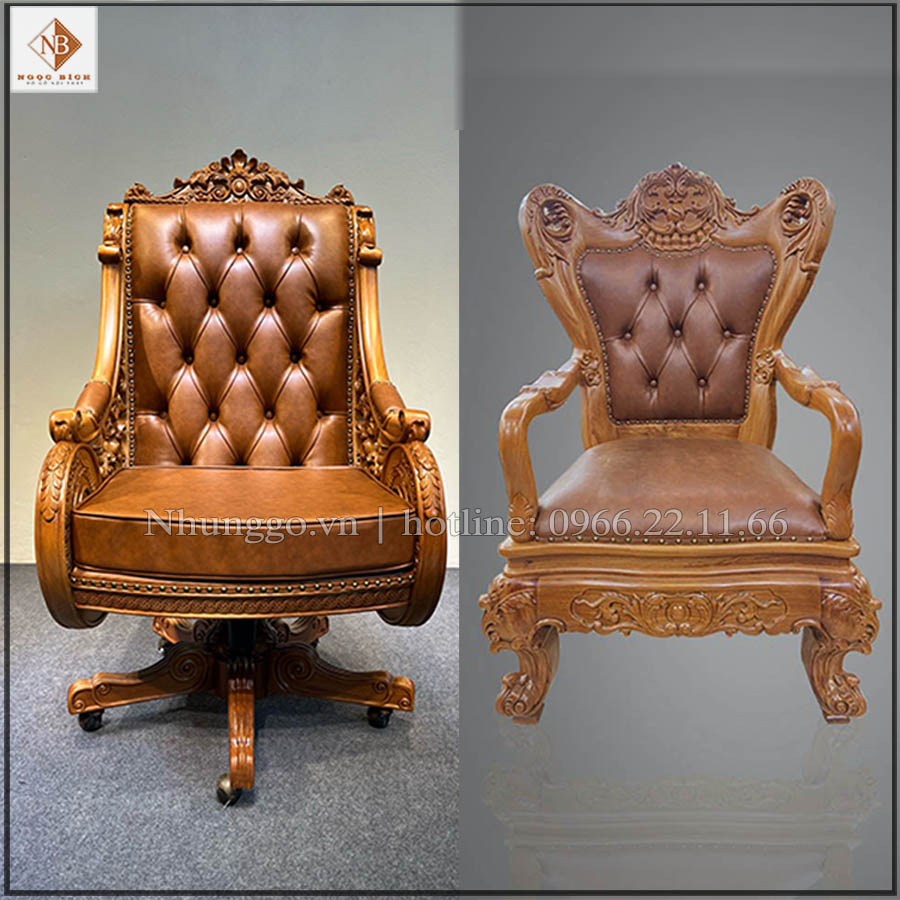 Phân biệt ghế làm việc gỗ chân tĩnh và ghế chân xoay gỗ tư nhiên có đặc điểm gì giống và khác nhau