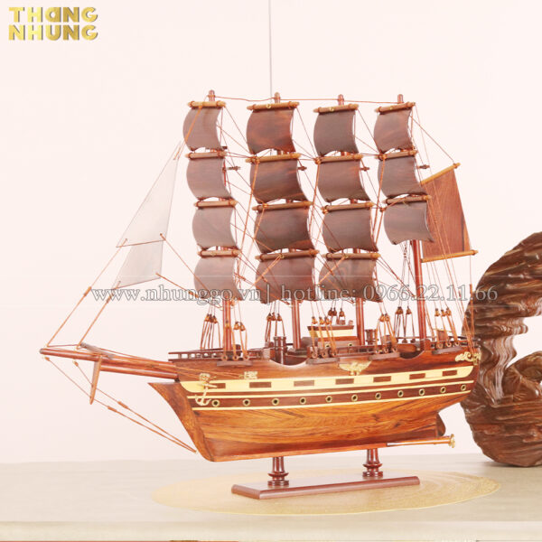 Mô hình thuyền buồm trang trí France 2 gỗ cẩm dài 40cm